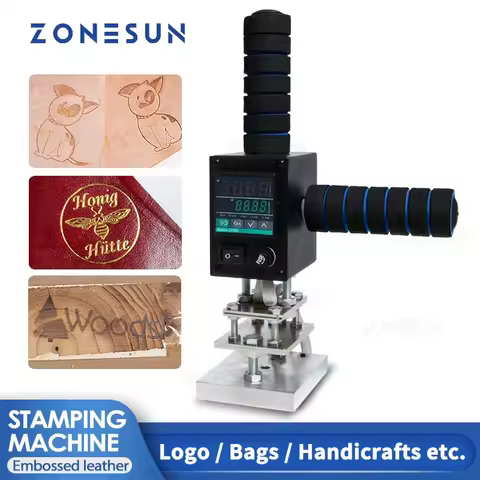 ZONESUN Protable Hot Foil Stamping Machine Custom LOGO Stamping Mold DIY Leather Trademark Plastics 