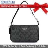 Coach Handbag In Gift Box Wristlet Pouch Shoulder Bag Nolita 19 In Signature Canvas Graphite Black # C3308