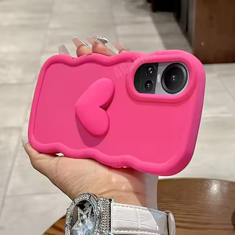 Reno10 Love Heart Candy Wavy Silicone Case For Oppo Reno 10 Pro 11 10pro 7 Reno7 4g A76 A78 A16 Shoc