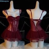 DWYANE Lace Nightgown - Transparent Mesh Slim-Fit Bow Detail Women's Lingerie Nightwear Gift