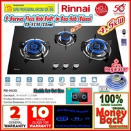 Rinnai Gas Hob RB-983G 3-Burner Flexi Hob Built-in Gas Hob 88cm Glass Cooker Hob 4.5kW Safety Device