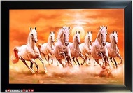 TASVEER LAGAO White 7 Horses Vastu Frame, 7 Horse Vastu Painting Photo Frame, Seven Horse Running Po