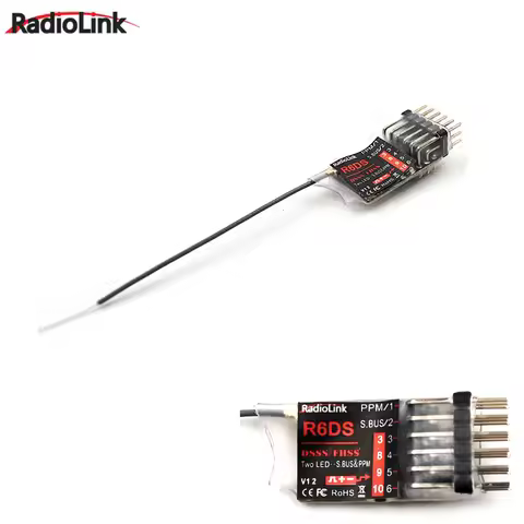 Radiolink 2.4G 6CH RadioLink R6DS DSSS Receiver for AT9 AT9S AT10 II Transmitter RC 2.4G receiver fo