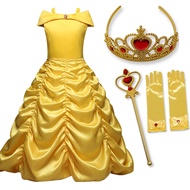 Elsa Princess Dresses Belle Costume Anna Queen Snow White Cinderella Cosplay Dress Girl's Party Clot