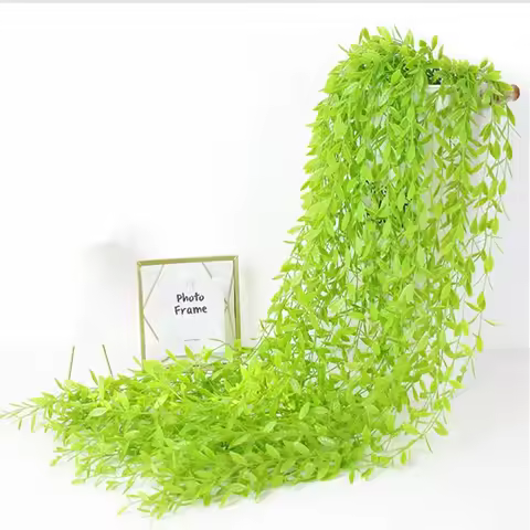 Simulation Plant Willow Leaf Vine Wedding Decoration Wall Hanging Plastic Green Leaf Vine Hanging Ch