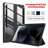 For Samsung Galaxy Tab S6 Lite 10.4 2022 S8 S7 11 Plus FE 12.4 inch Case Transparent Back Tablet Cover For Tab S8 Ultra 14.6 inch Stand Case Funda