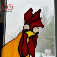 Funny Window Corner Decor - Peeping Rooster, Funny Rooster Stained Bird Window Corner Decor, Rooster