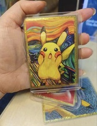 🎨【名畫系列/純手繪】PTCG 寶可夢 梵高/吶喊/噴火龍 比卡超 Pikachu 原創手繪能量卡