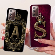 For Samsung Note20 5G Case SM-N981B Transparent Luxury Crown A-Z Letters 2D Painted Soft Casing For 