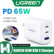 UGREEN 65W USB C Charger 3 Ports Fast Charger Foldable Wall Charger Travel Charger