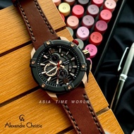 *Ready Stock*ORIGINAL Alexandre Christie 6613MCLBRBA Quartz Genuine Leather Water Resistant Chronograph Men’s Watch