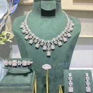 Neriza Jewelry/ชุดเครื่องประดับเพชรสังเคราะห์สร้อยคอ ต่างหู ประกายเทียบเท่าเพชรแท้ NSW008