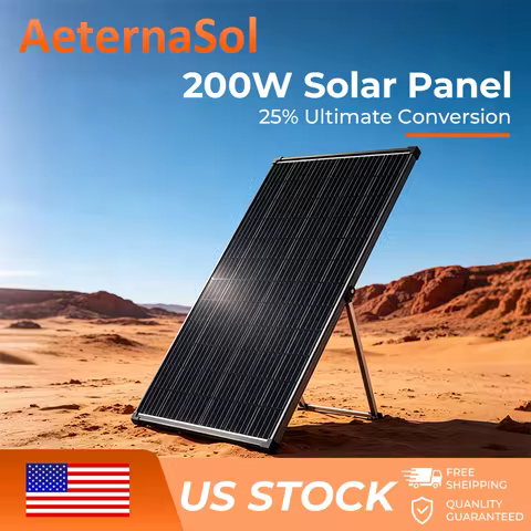 (US Stock 2-5 Days) AeternaSol 100W 18BB Monocrystalline Solar Panel PV Module 12V 24V Battery Charg