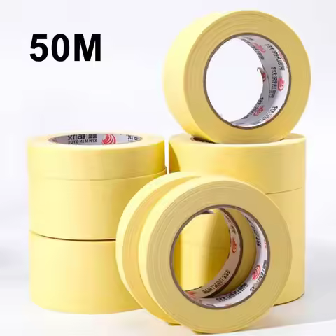 50M Writable High Viscosity Textured Paper 1cm 2cm 3cm 4cm 5cm 10cm Width Yellow Tear Off Tape Spray