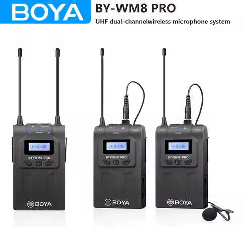 BOYA BY-WM8 PRO UHF Wireless Lavalier Lapel Microphone for iPhone Android DSLR Cameras PC Computer I