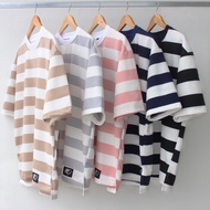 Baju Belang Striped Oversized Berjalur T-shirt 230gsm Crew Neck Premium Quality For Lelaki & Perempu