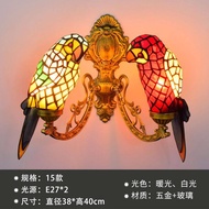 CHENRUI โคมไฟ Creative Lucite วินเทจ โคมไฟติดผนังกระจกสีสองหัว บาร์ชนบททําด้วยมือห้องรับประทานอาหารห