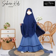 Sakura wolvis children's gamis set with veil hijab Baju Kurung Budak Perempuan Baju Raya Budak Perem
