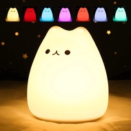 1Pcs 7 Colors LED Night Light For Children Baby Kids Soft Silicone Touch Sensor Cute Cartoon Cat Sle