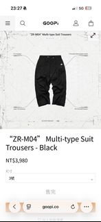 size 3 GOOPI ZR-M04 多功能西裝褲 - 黑色