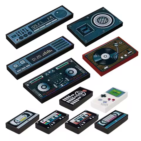 MOC Musical Tape Printed Building Blocks Audio Sound MP3 Music DJ Station Recorder Jukebox Bricks To