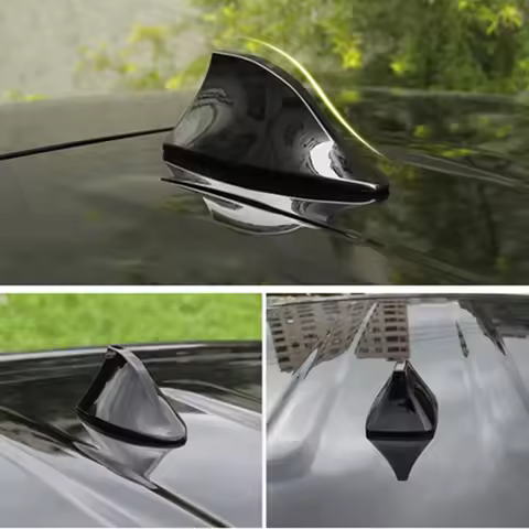 Car Roof Shark Fin Decorative Aerial Antenna Cover Sticker Base Roof Carbon Fiber Style FM/AM Signal