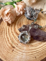 幽靈水晶球 玻璃米珠x天然石 串珠吊墜 配 寶石鏈