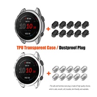 Transparent Soft Case Cover+TPU Dust Plug For Garmin Forerunner 255 / 265 / 570 / 970 / 165 / 158