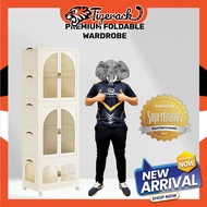 TIGERACK Wardrobe Clothes Cabinet Storage Multipurpose Folding Stackable With Wheel Almari Baju Plastik Kukuh 衣橱