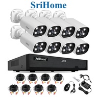 SriHome 1080P 8CH XVR DVR CCTV Camera Coaxial Monitoring System – Night Vision, 2-Way Audio, Plug & 