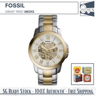 (SG LOCAL) Fossil ME3112 Grant Twist Automatic Skeleton Dial Stainless Steel Men Watch