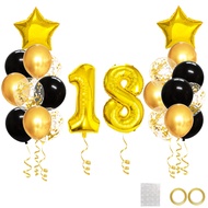 [SG STOCK]25pcs Gold Black Mixed Balloons 18th 81st Birthday Party Decorations 18 81 Years Old Man W