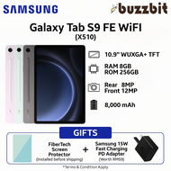 【8GB + 256GB】Samsung Galaxy Tab S9 FE WiFi (X510) With 15W Fast Charging Adapter &amp; FiberTech Screen Protector | 10.9 Inch | Android Tablet | Samsung Malaysia Warranty