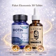 [ Paket Ekonomis ] TheRealBeard Minoxidil 6% Dan Nutrilabs Biotin 7.500Mcg 30 Tablet
