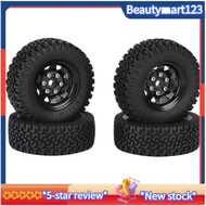 【BM】4PCS 1.55 Metal Beadlock Wheel Rim Tires Set for 1/10 RC Crawler Car Axial Jr 90069 D90 TF2 Tamiya CC01 LC70 MST