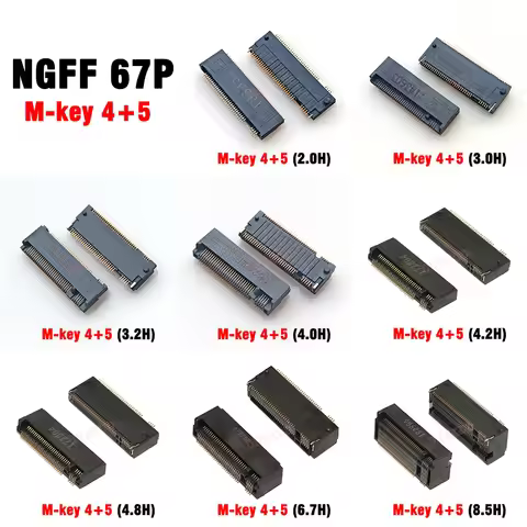 1PCS For LTK Connector SSD Interface NASM0 S6701 TP20 NGFF Slot M.2 Seat M - KEY 2.0 H 4 + 5 Type 3.