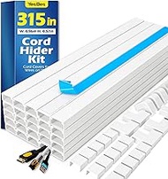 315in Cord Hider Kit, Paintable Cable Raceway, Cord Covers for Wires on Wall, Cord Hider for Wall Mo