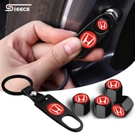 Sieece Car Tire Valve Cap With One Wrench Keychain Stem Cap Auto Alloy Wheel Cap Cover Car Tire Core Air Cover Car Tire Accessories For Honda Fit Vezel Jazz Civic City Accord HRV Mobilio CRV BRV BRIO