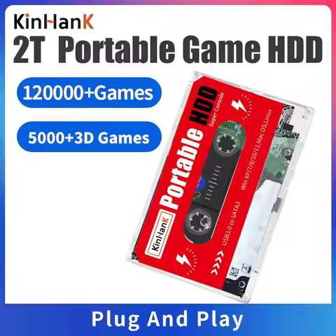 KINHANK Super Console X 2T Gaming HDD Batocera 39 with 120000 Games for PS3/PS2/PS1/N64/MAME/DC Comp