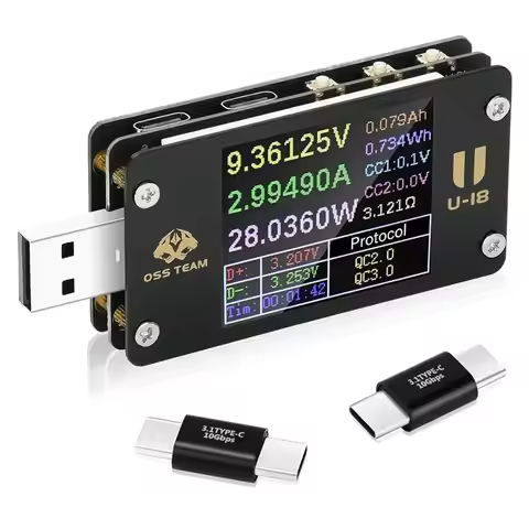 B84B-USB Multimeter USB C Power Mester Tester USB-C Testers DC 4-25V 6.5A 1.77-Inch Multi-Function V