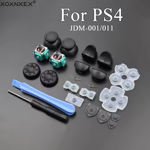 1Set For PS4 JDM-001/011 Controller L1 R1 L2 R2 Trigger Buttons+3D Analog Joystick+Conductive Rubber