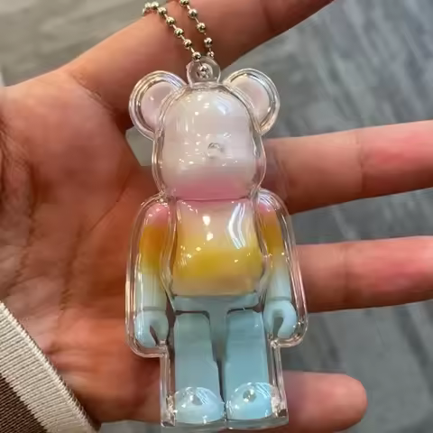 Protective Case For Bearbrickly 100% Transparent Building Block Bear Keychain Bear Brick Key Chain B