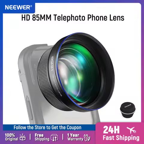 NEEWER HD 85MM Telephoto Phone Lens for 17mm Backplate 2.5X Magnification For iPhone Samsung Phone C
