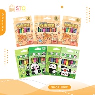 STO Krayon Warna Mini Art Pack Panda 8 Colors Capybara 12 Colors Cartoon Oil Pastel Kit for Children