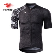 RION Men Cycling Jersey Motocross Short Sleeves Tops Bicycle Retro MTB Downhill Shirt Road Bike Team