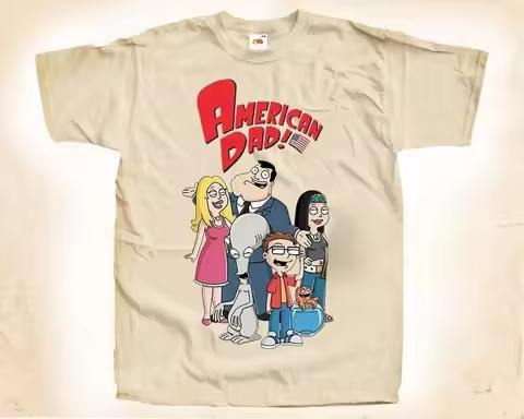 American Dad T shirt Tee Natural Vintage 100% Cotton Movie Poster All Sizes S M L XL 2X 3X 4X All Si