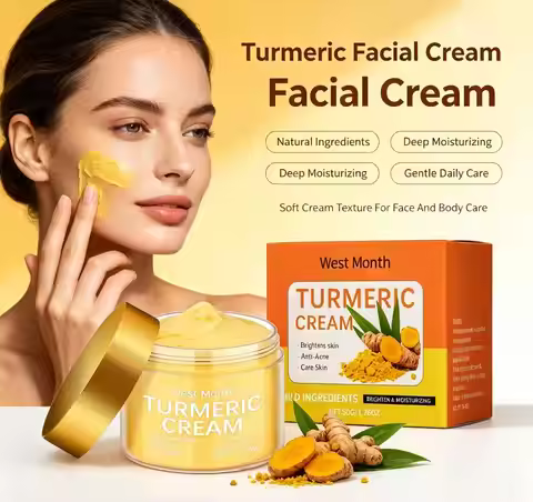 West Month Turmeric Cream 50G Mild Skin Care Cream Moisturizing Nourishing Facial Cream For Daily Fa