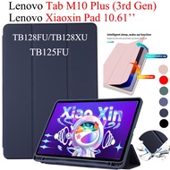 For Lenovo Tab M10 Plus (3rd Gen) 10.61'' TB125FU Tablet Pen Slot Design Case PU Leather Flip Stand Cover for Lenovo Xiaoxin Pad 10.61 inch TB128FU TB128XU TB128XC