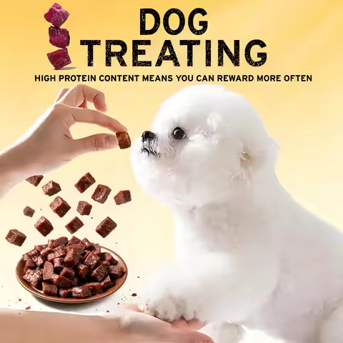 Beef Jerky Dog Treats, Premium Quality Raw Protein Warps for Dogs, Bite-Sized Training Treats & Food
