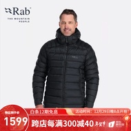 Rab 【断货王】男款800篷欧洲鹅绒科技面料羽绒服连帽保暖轻量舒适透气抗撕523g QDN-85 黑色 S